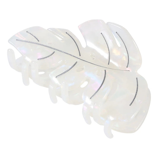 White Leaf Hair Claw Clip 3.5 Inch Strong Hold Hair Grip Clip French Design Women Girls Hair Accessories for Thick Thin Hair